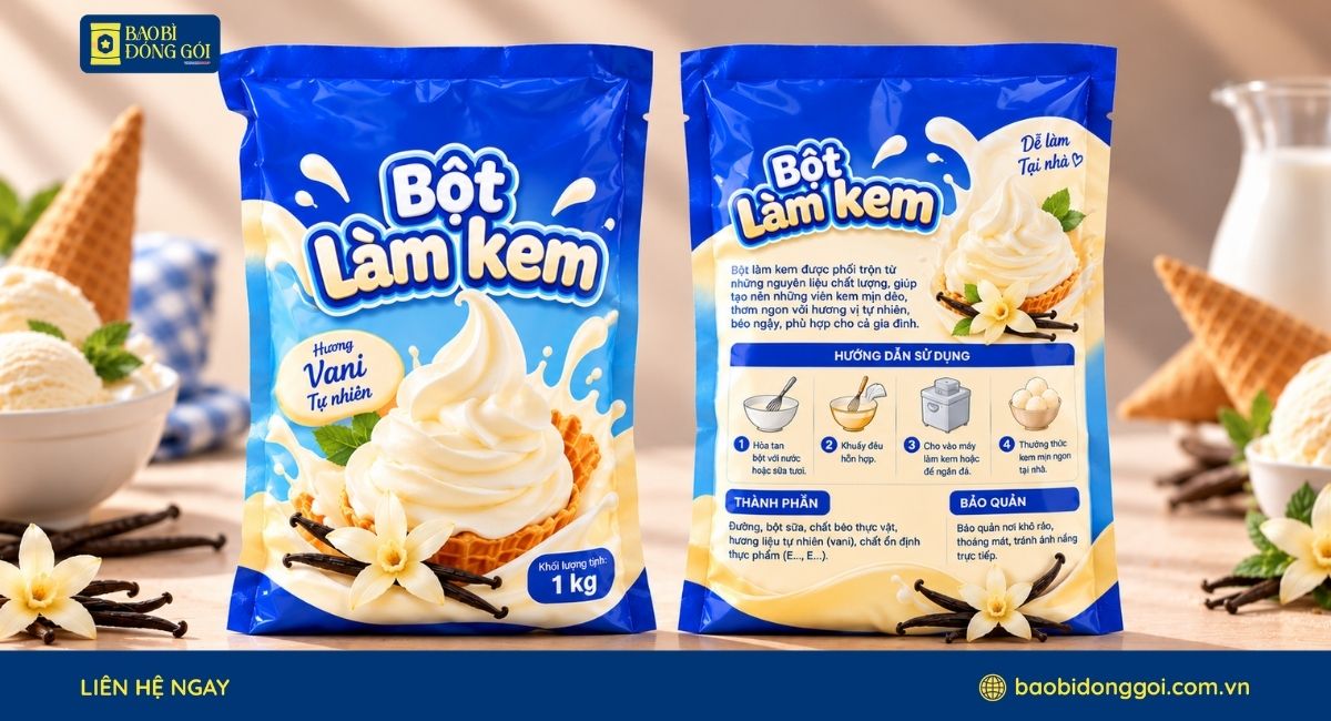 Mẫu bao bì bột làm kem tươi
