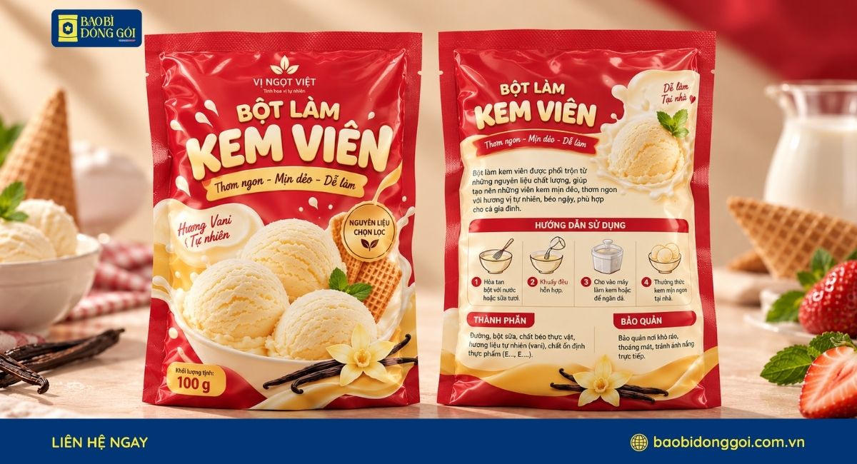 Mẫu bao bì bột làm kem viên