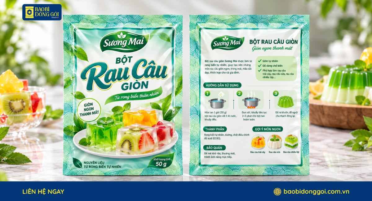 Mẫu bao bì bột rau câu túi 3 biên ghép 3 lớp