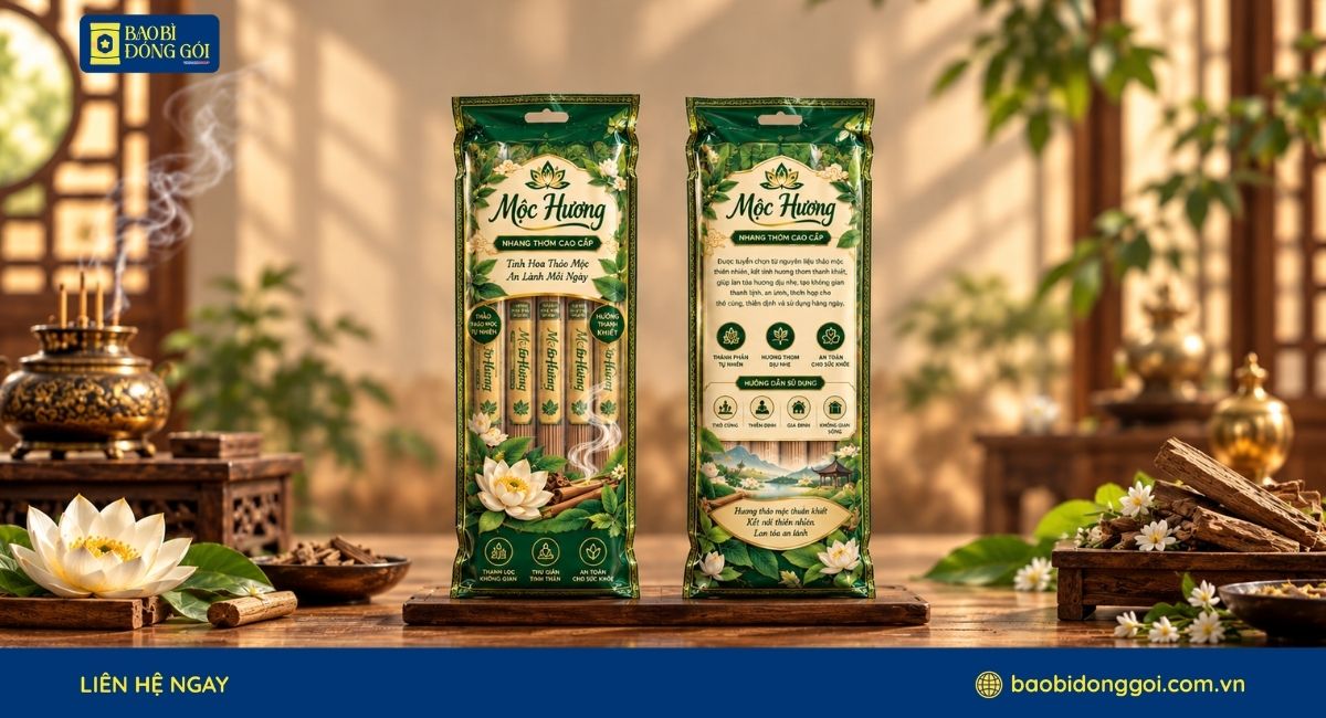 Mẫu bao bì đựng nhang 3 tấc