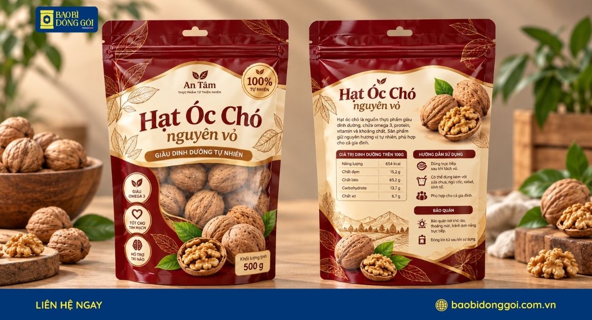 Mẫu bao bì hạt óc chó 500g