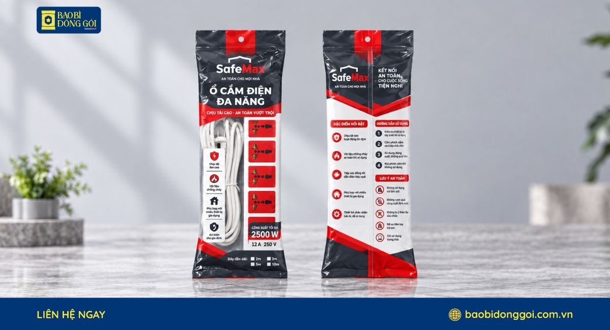 Mẫu bao bì ổ cắm điện màng ghép