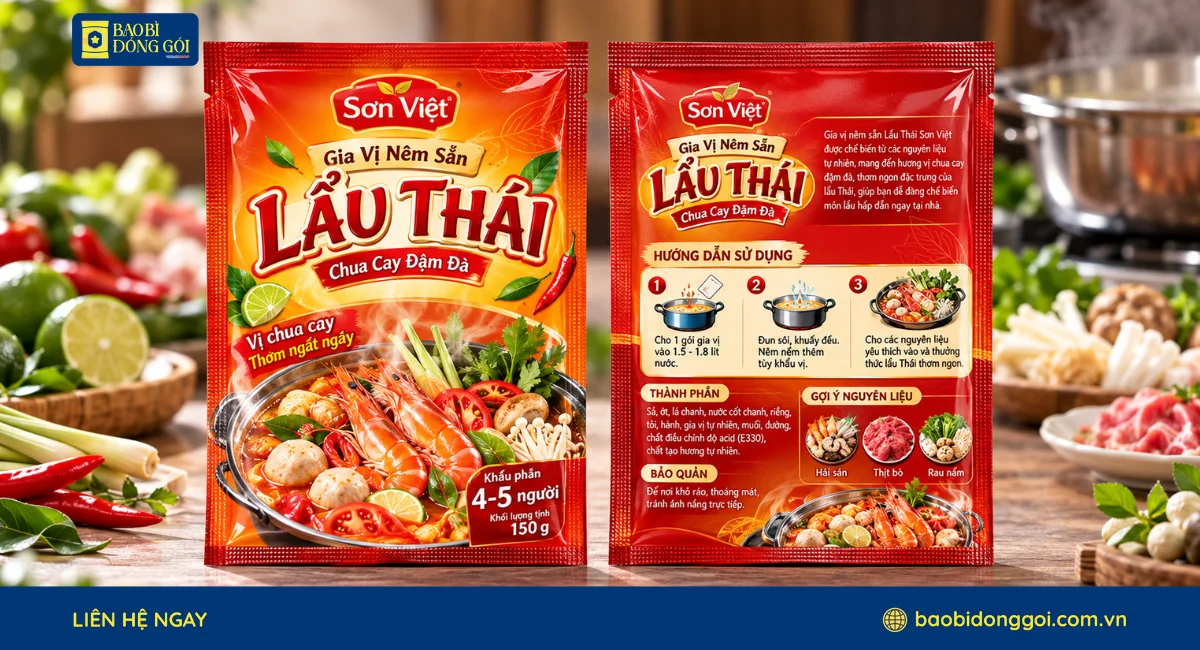 Mẫu túi 3 biên đựng gia vị, nước lẩu, nêm sẵn
