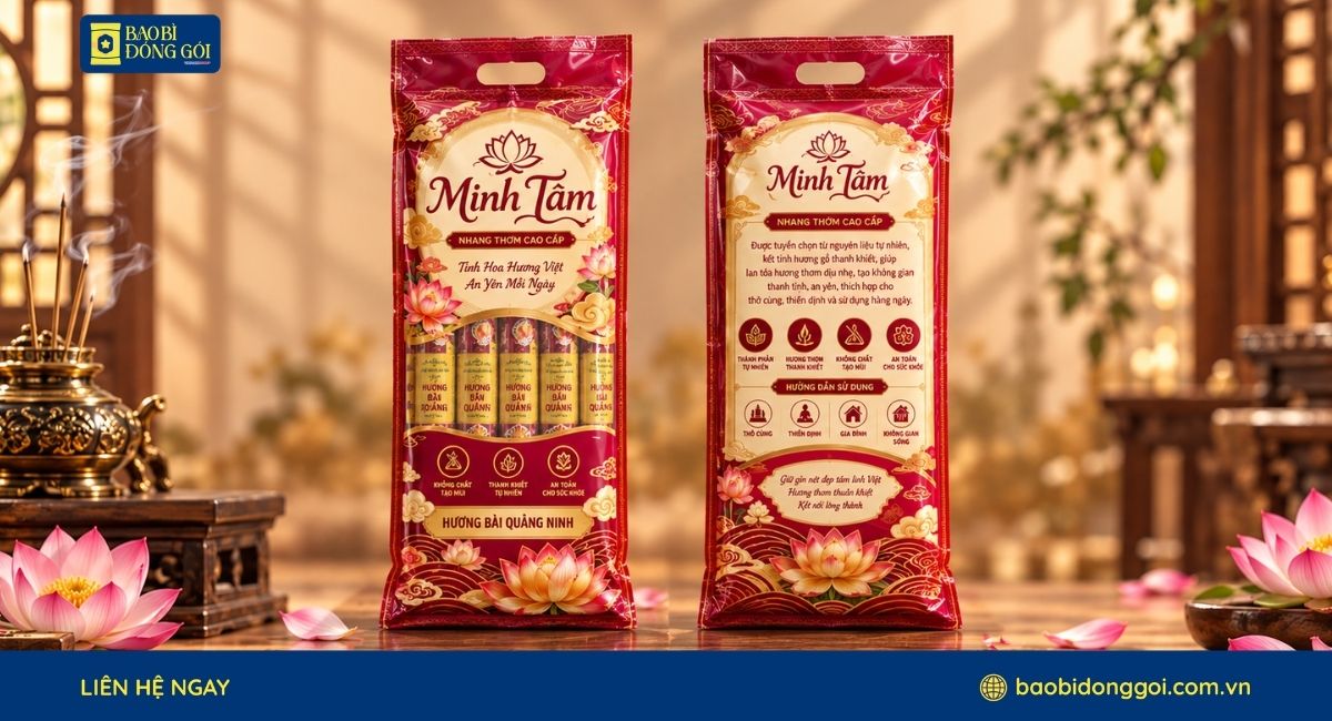 Mẫu túi 3 biên đựng nhang cao cấp