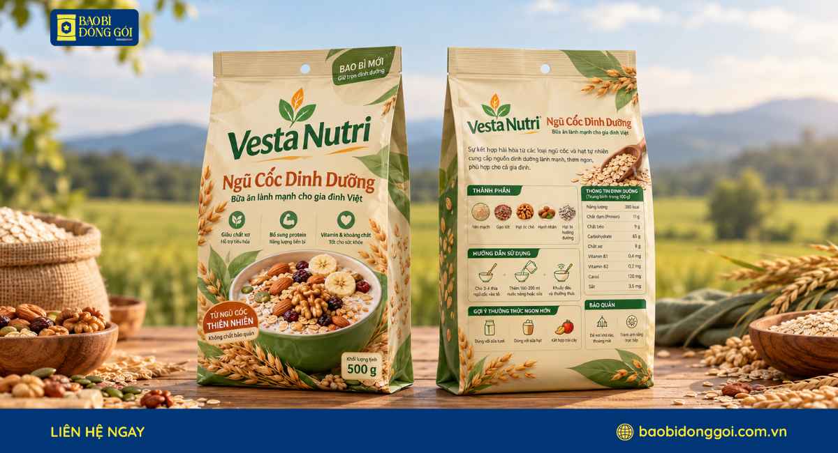 Mẫu túi 4 cạnh đựng ngũ cốc dinh dưỡng