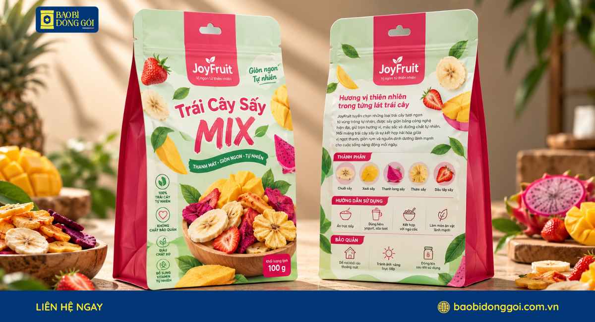Mẫu túi 8 cạnh đựng trái cây sấy