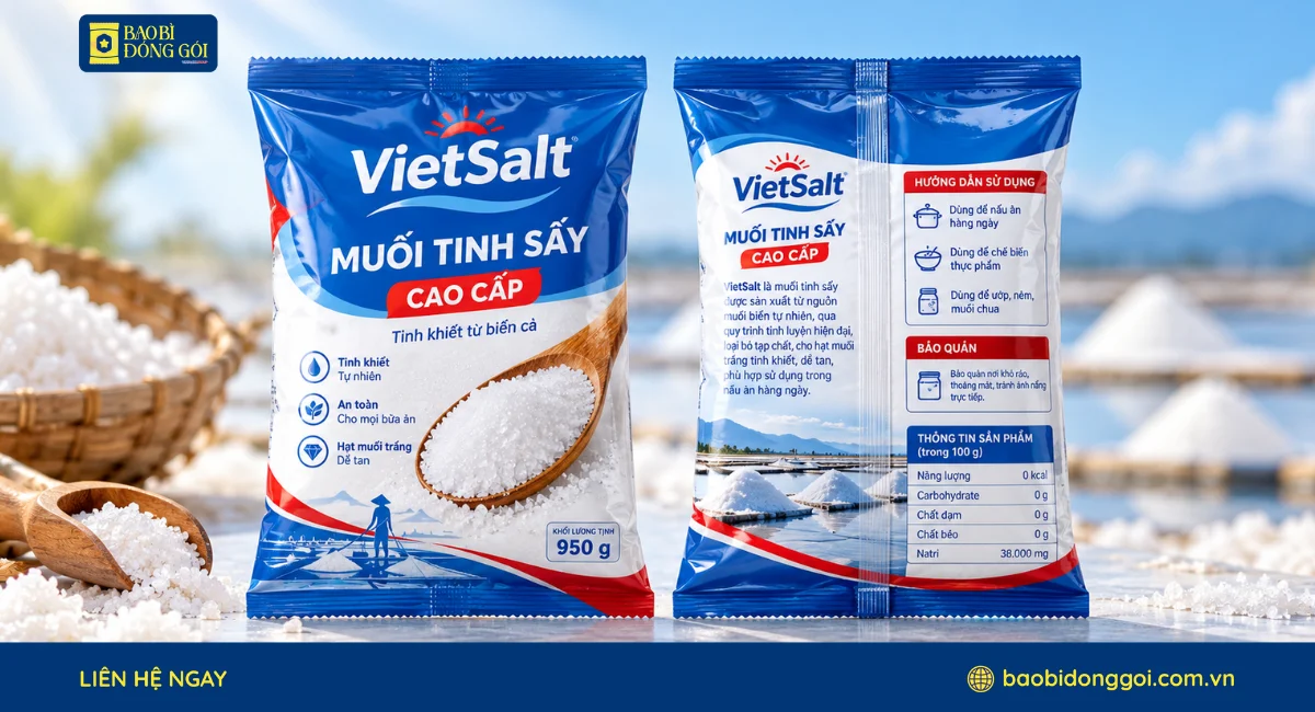 Mẫu túi hàn lưng giữa đựng muối