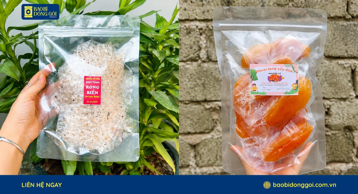 Mẫu túi zip trong đáy đứng đựng thực phẩm