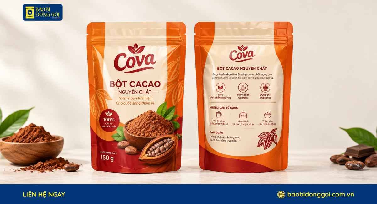 Mẫu túi zipper đựng bột cacao in theo yêu cầu