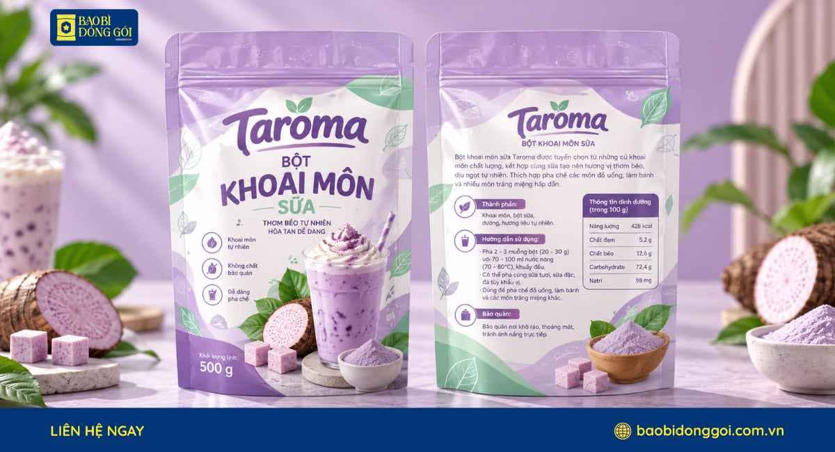 Mẫu túi zipper đựng bột khoai môn 500g